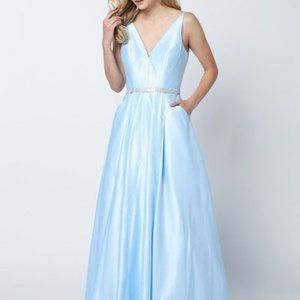 V-Neck A-Line Shape Long Evening Dress JT696